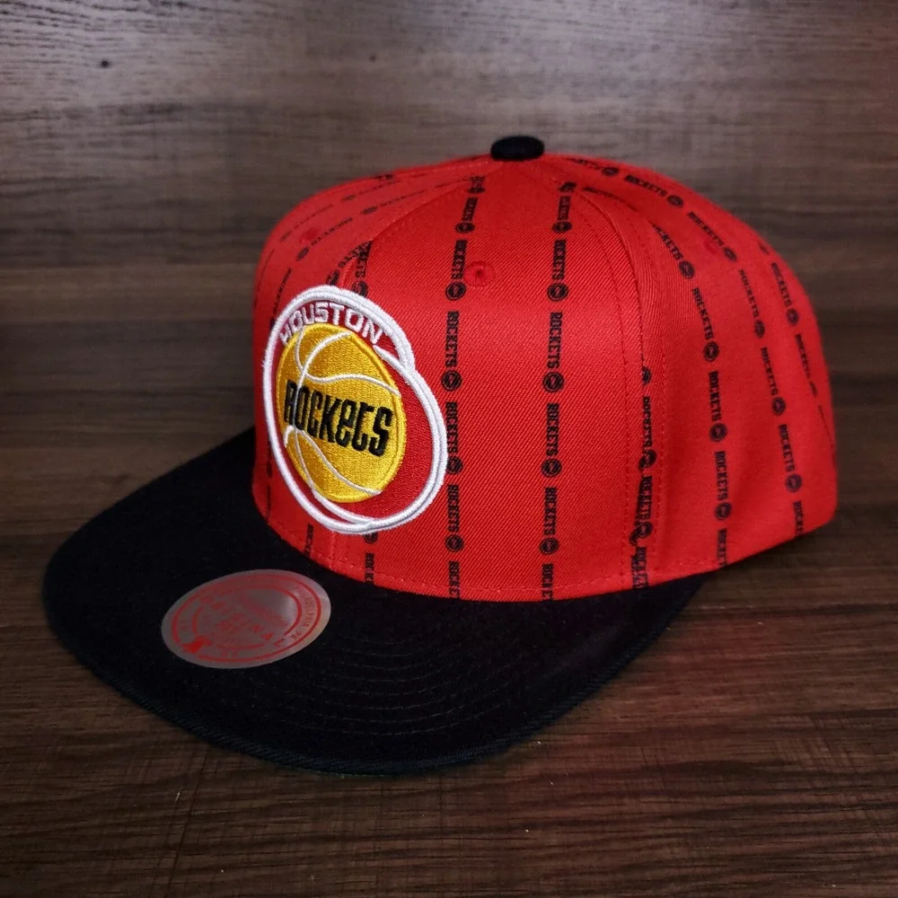 Houston Rockets Mitchell & Ness NBA Snapback Hat Cap 3D Logo Red Black‎ NWT